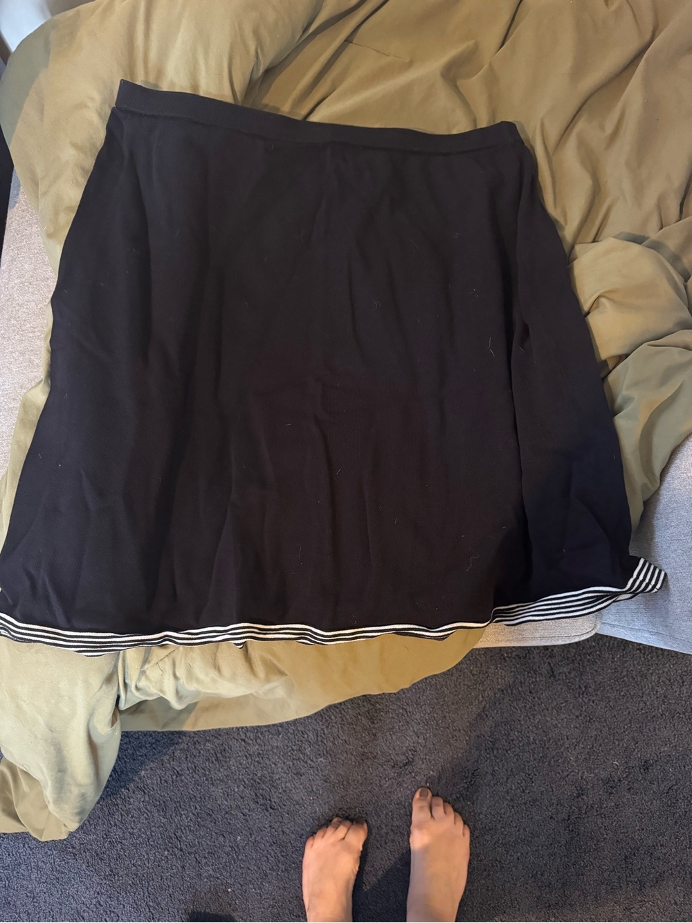 Jones New York Black Mini Skirt with Striped Hem